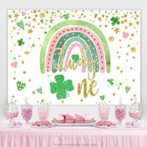 Lofaris Green Rainbow Heart Grass Happy Birthday Backdrop